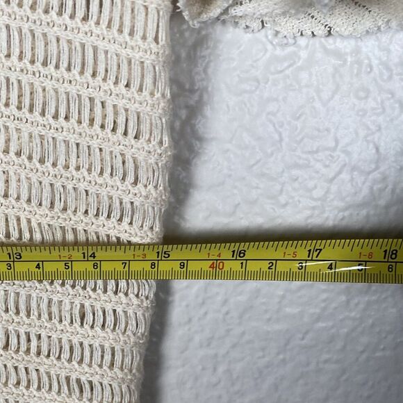 Free People Sz L Babes Only Short-Sleeve T-Shirt Crochet Ivory Knit Flutter - Picture 9 of 9